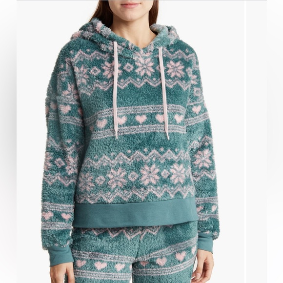 Honeydew Aspen Fair Isle plush hoodie Women’s medium - Picture 2 of 4